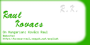 raul kovacs business card